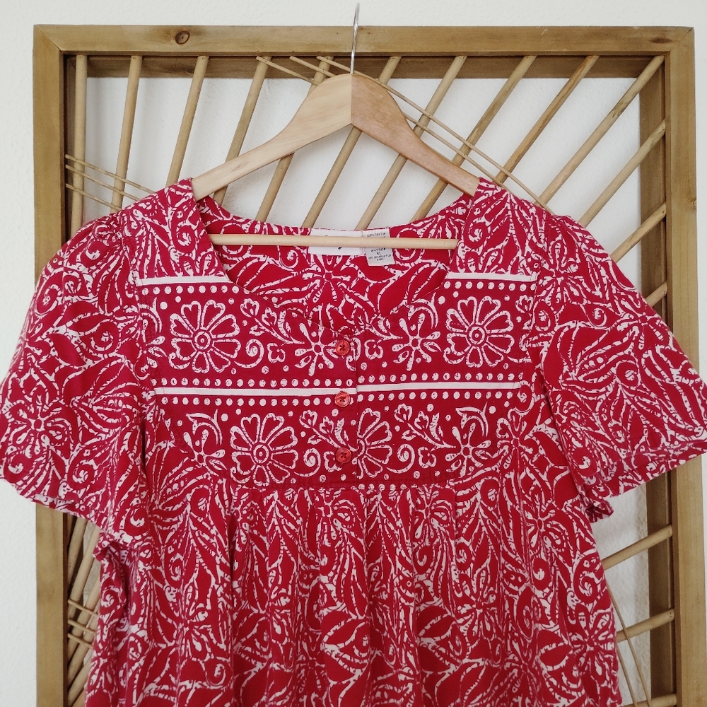Vintage Loungees Cotton Floral Batik Maxi Dress / Size XL - Picture 3 of 11